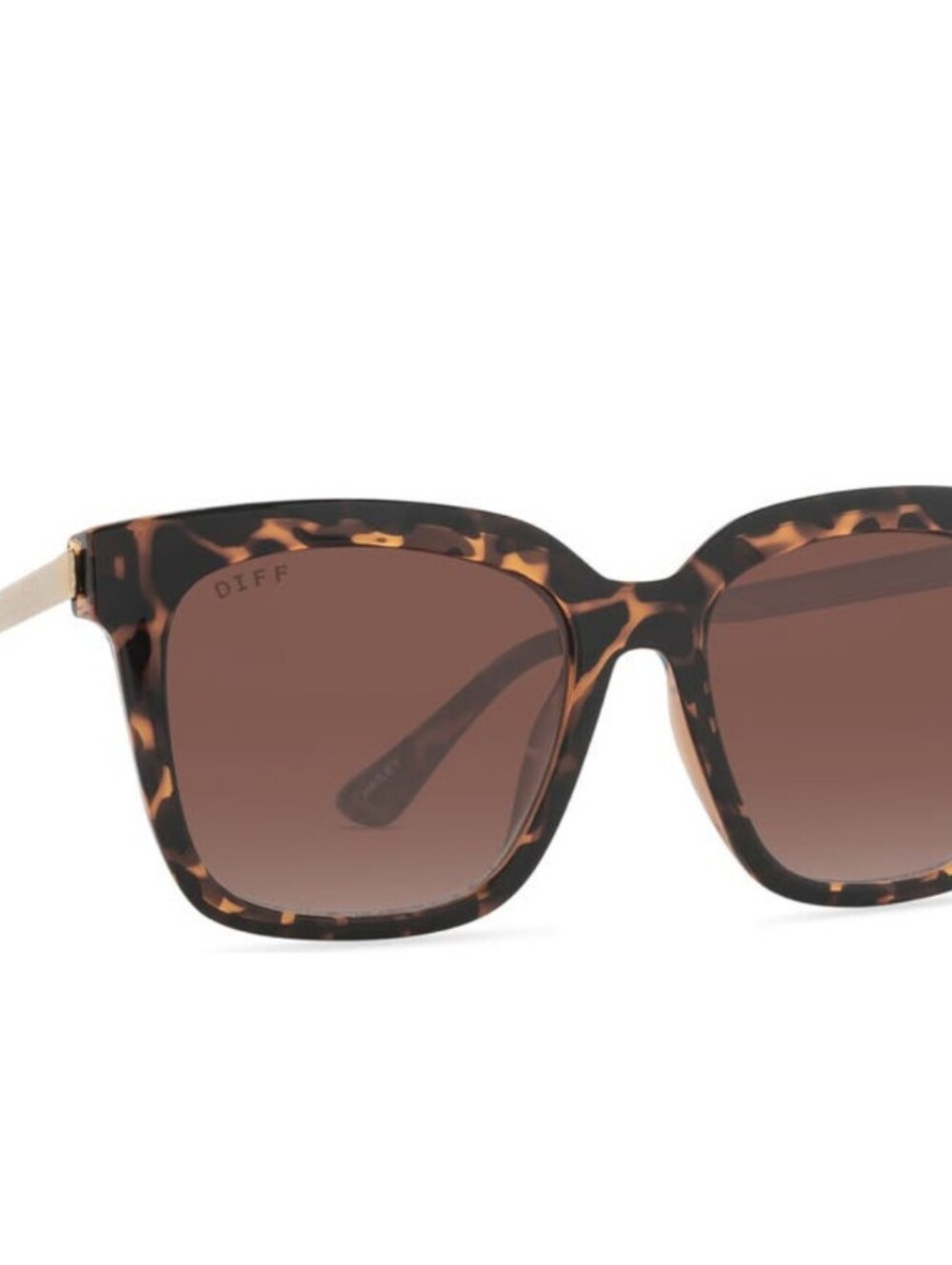 DIFF 54mm Hailey Sunglasses  Tortoiseshell Square with Brown Lenses - Picture 3 of 12